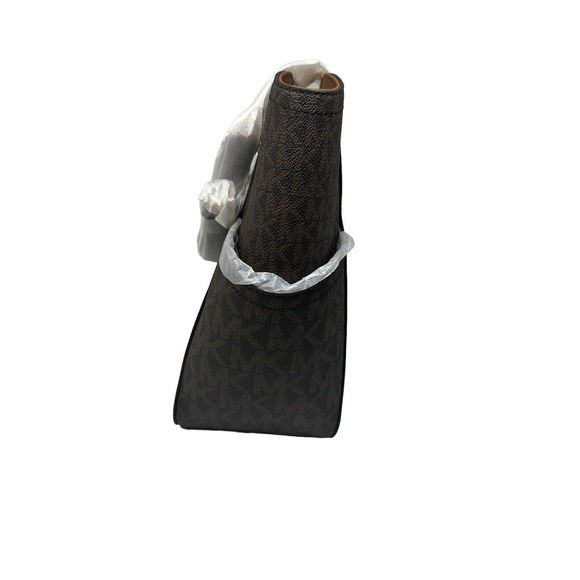 Michael Kors Jet Set Large Leather Brown X Cross Chain Shoulder Tote Hand Bag - Picture 3 of 16